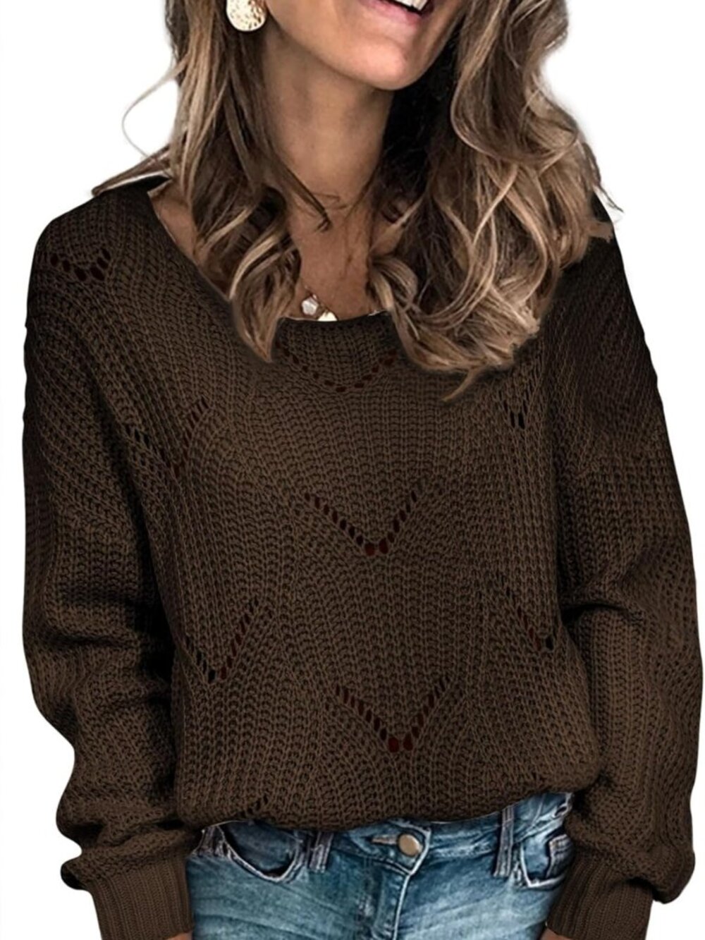 Cute Elegant Hollow Cable Knit Sweater Top for Women - Trendy 2026 Fashion